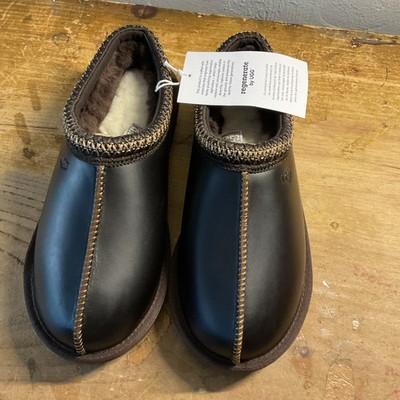 UGG Womens Classic Tasman Leather Regen Ironwood Brown Slippers 1163890 Sz 8