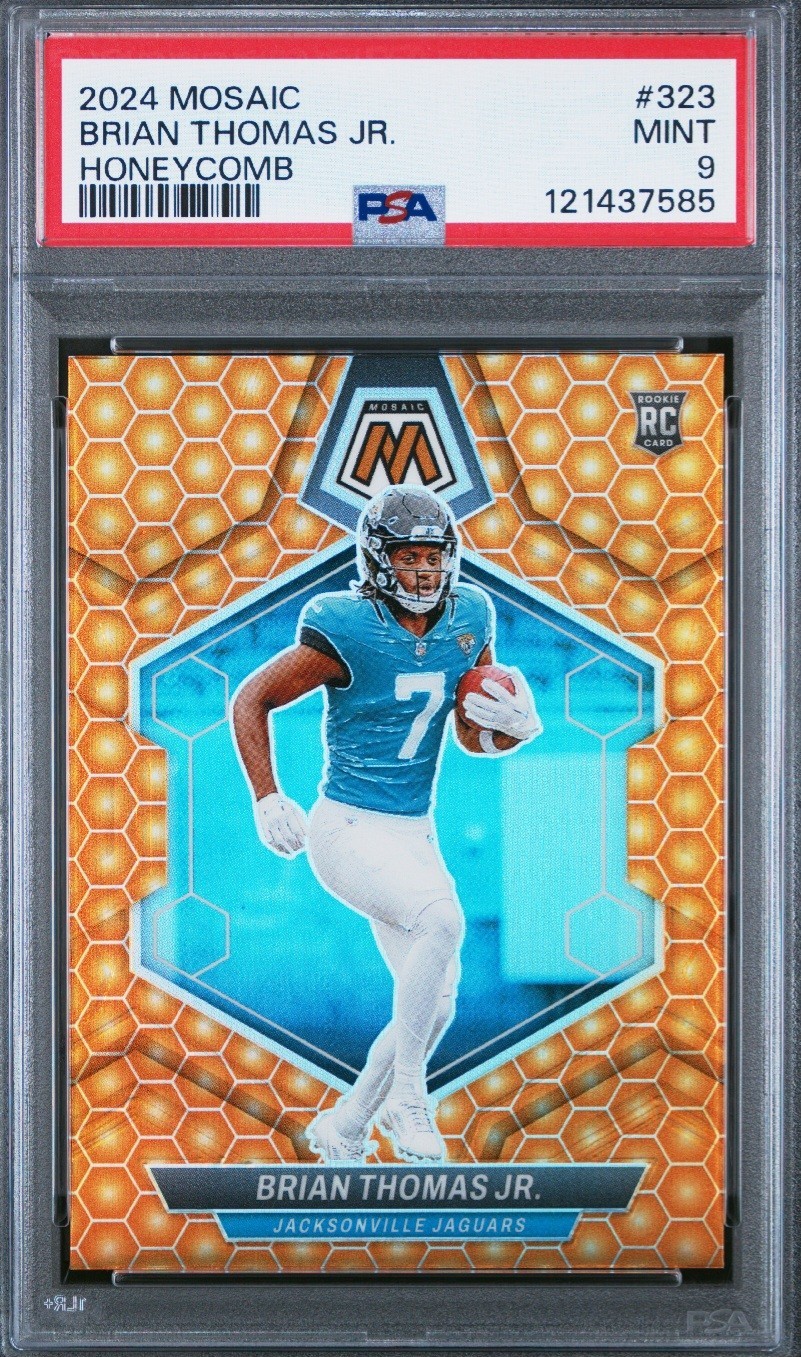 2024 Panini Mosaic Football Brian Thomas Jr Honeycomb Case Hit SP RC #323 PSA 9