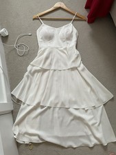 White Tiered Ruffle Midi Dress - Size 34 (UK 6) - Perfect for Summer/Occasions