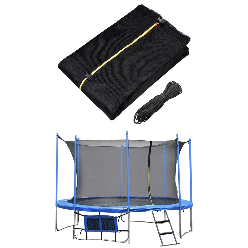 15Ft 8 Pole Trampoline Round Enclosure Net Fence Mesh Netting Replacement