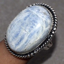 925 Silver Plated Blue Kyanite Ring Handmade Gemstone Jewelry Size US 9 GW