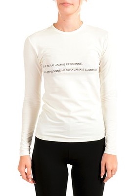 Gianfranco Ferre Women's Ivory Graphic Long Sleeve T-Shirt US S IT 40