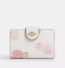 Coach Outlet Medium Corner Zip Wallet - Floral Print CR792 IMCAH Chalk Multi
