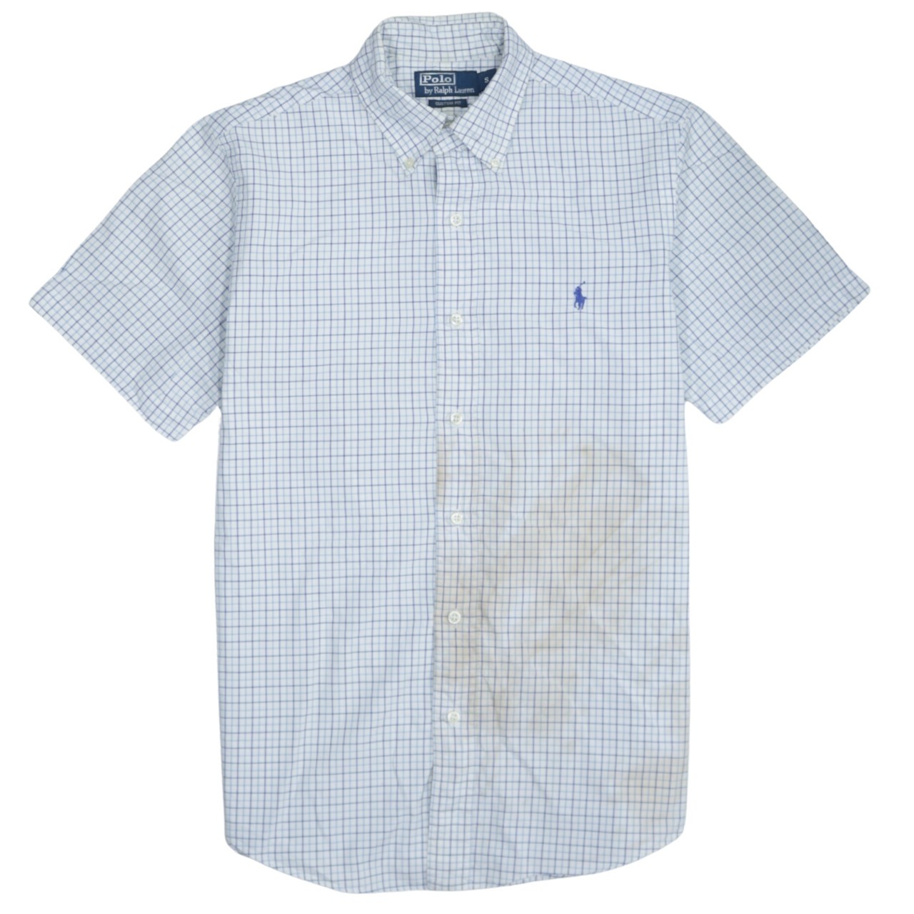 Polo Ralph Lauren Mens T Shirt White Check Cotton Woven Slim Fit Embroidered S