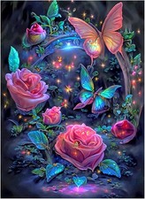 Diamond Painting Kits for Adults, Rose Flower Round Full Drill Diamond Art Kits,
