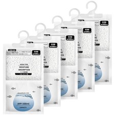 Hanging Moisture Absorbers, Portable Dehumidifier Bags, 5-piece set, white