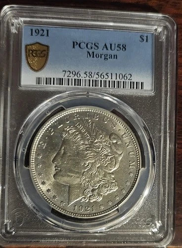 1921 Pcgs Au 58 Morgan Silver Dollar