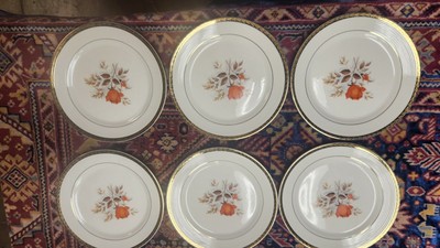 6 Triumph American Limoges-Vermillion Rose 9.25 Inch Plates Sebring Ohio 22k