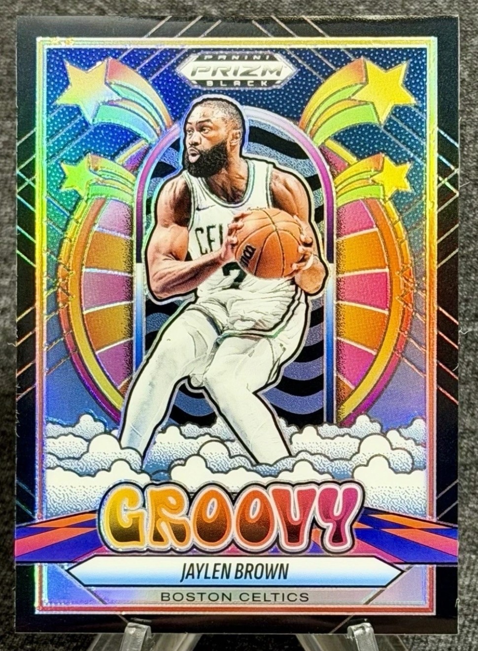 Jaylen Brown #2 Basketball Cards 2024 Panini Prizm Black Groovy trading card — raw and PSA graded price guide