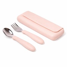 316 Stainless Steel Toddler Utensils Travel Case Blush Fork Spoon Baby Fed