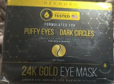 Dermora 24K Gold Eye Mask. 30 Pairs NEW SEALED BOX Puffy eyes & Dark cicles GONE