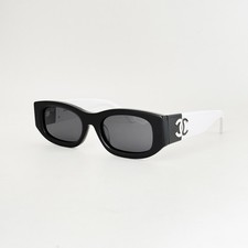 CHANEL CH5525 Rectangle Sunglasses Black White Gray Polarized 52-19-140