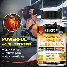 Turmeric Curcumin Supplements 1500mg Improve Immunity Joint Health 120 Pills US