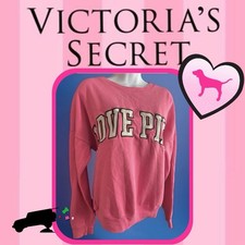 Victoria s Secret LOVE PINK Pullover Sweatshirt Pink Chest Logo Women s Size M