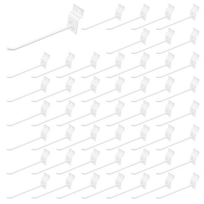 50Pcs 8 Inches White Slatwall Panel Hooks Bulk Set, Metal Slat Wall Hanging D...