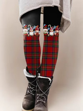 Christmas Print Skinny Leggings, Casual Every Day Stretchy Leggings, Women's