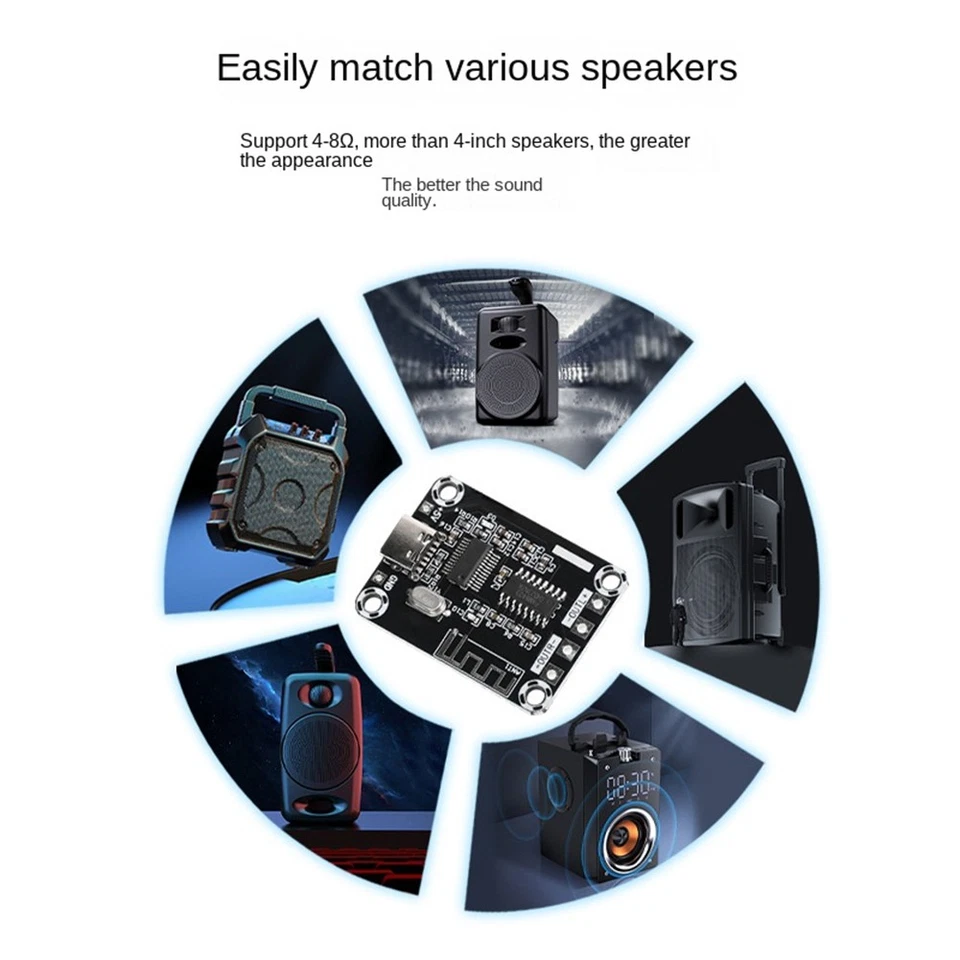 PAM8403 Scheda Amplificatore Digitale Bluetooth, DC5V, Mini Case, TYPE-C-Bet8559 - Immagine 3 di 4