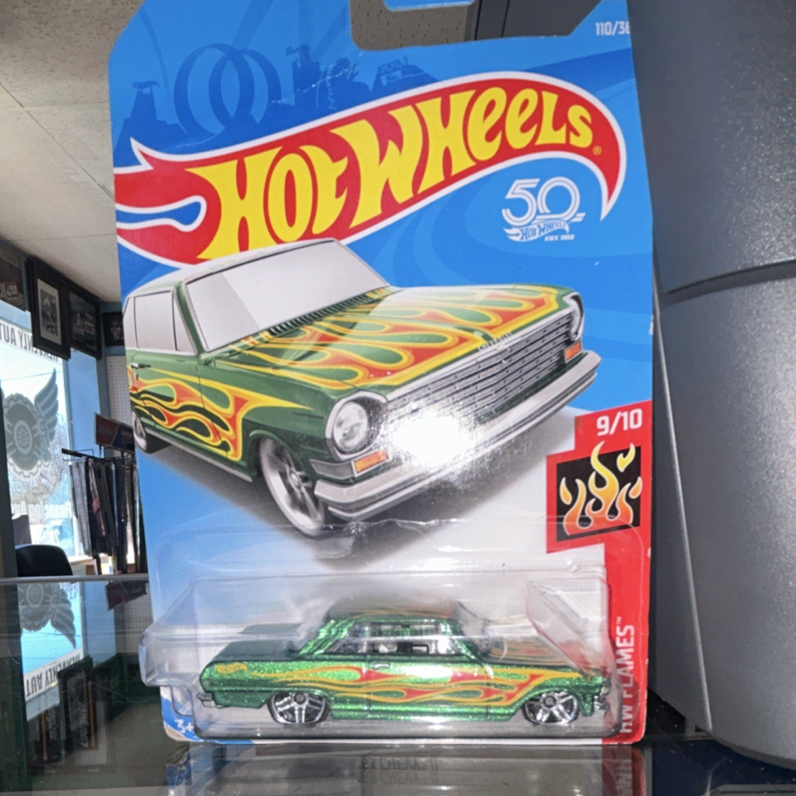 Hot Wheels HW Flames '63 Chevy II 1963 1:64 Green Diecast Car