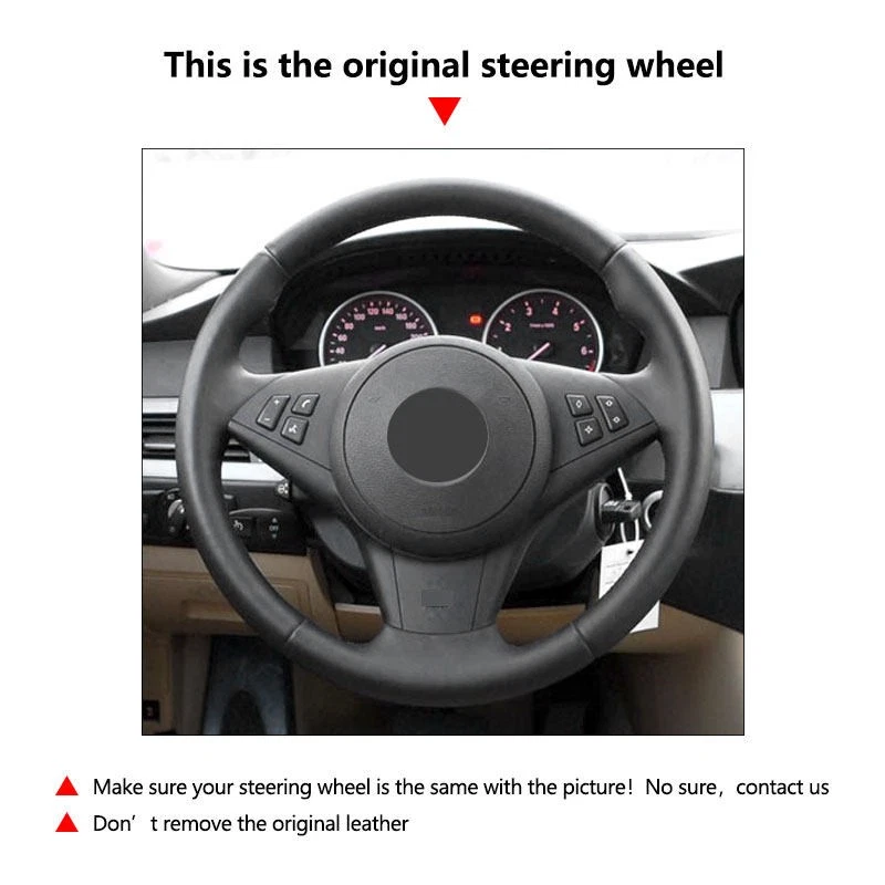 NUEVA cubierta de volante de cuero para BMW E60 E61 Touring 530d 545i E63 cupé E64 Foto 2 de 4