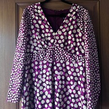 NWT Donna morgan purple and white women's dress polka dot sz 14 lightweight
