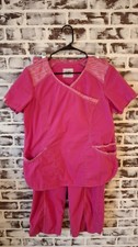 Scrubstar Medium Scrub Set Short Sleeves Top Pants Pink Nursing