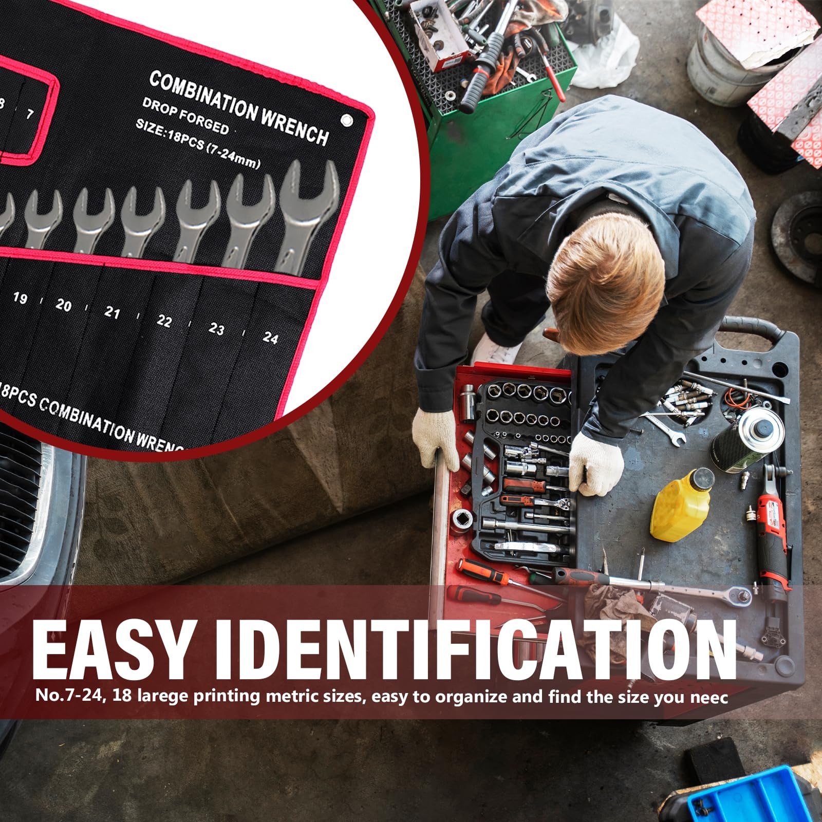 Wrench Roll Up Pouch Wrench Organizer Bag with Handle