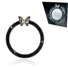 Bling Push Start Button Decoration Ring, Sparkling Butterfly Car 1 PC Black