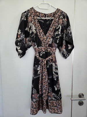 H&M dress v neck kimono kaftan style vintage floral Y2K size 42