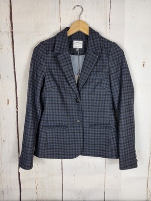 Fatface Marineblau & Grau Wollmischung Smart Damen Blazer Jacke Uk 10 Neu 