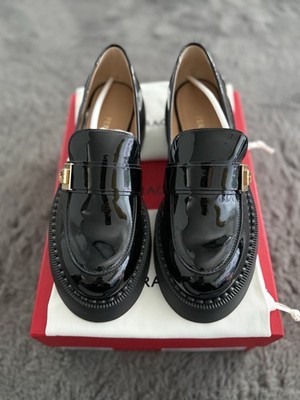 Salvatore Ferragamo CAMINIA Damen Slipper Lackleder Schwarz EU 40