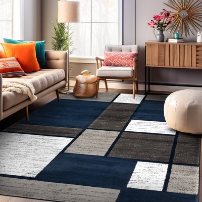 Rugshop Area Rugs Modern Boxed Color Block 8x10 Carpet Living Room Rugs for Sale