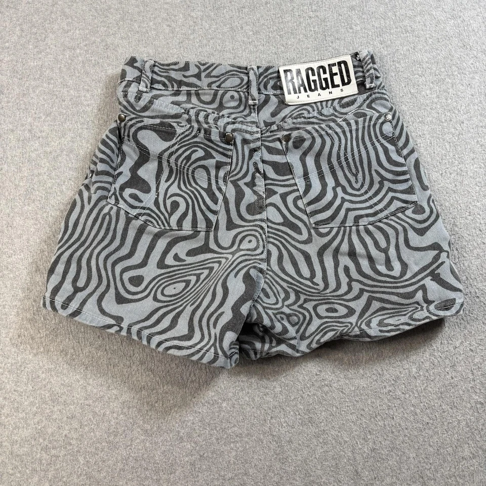 Pantalones Cortos de Jeans Ragged Priest Para Mujer 26 Azul Negro Tiro Alto Denim Psicodélico Boho Foto 2 de 4