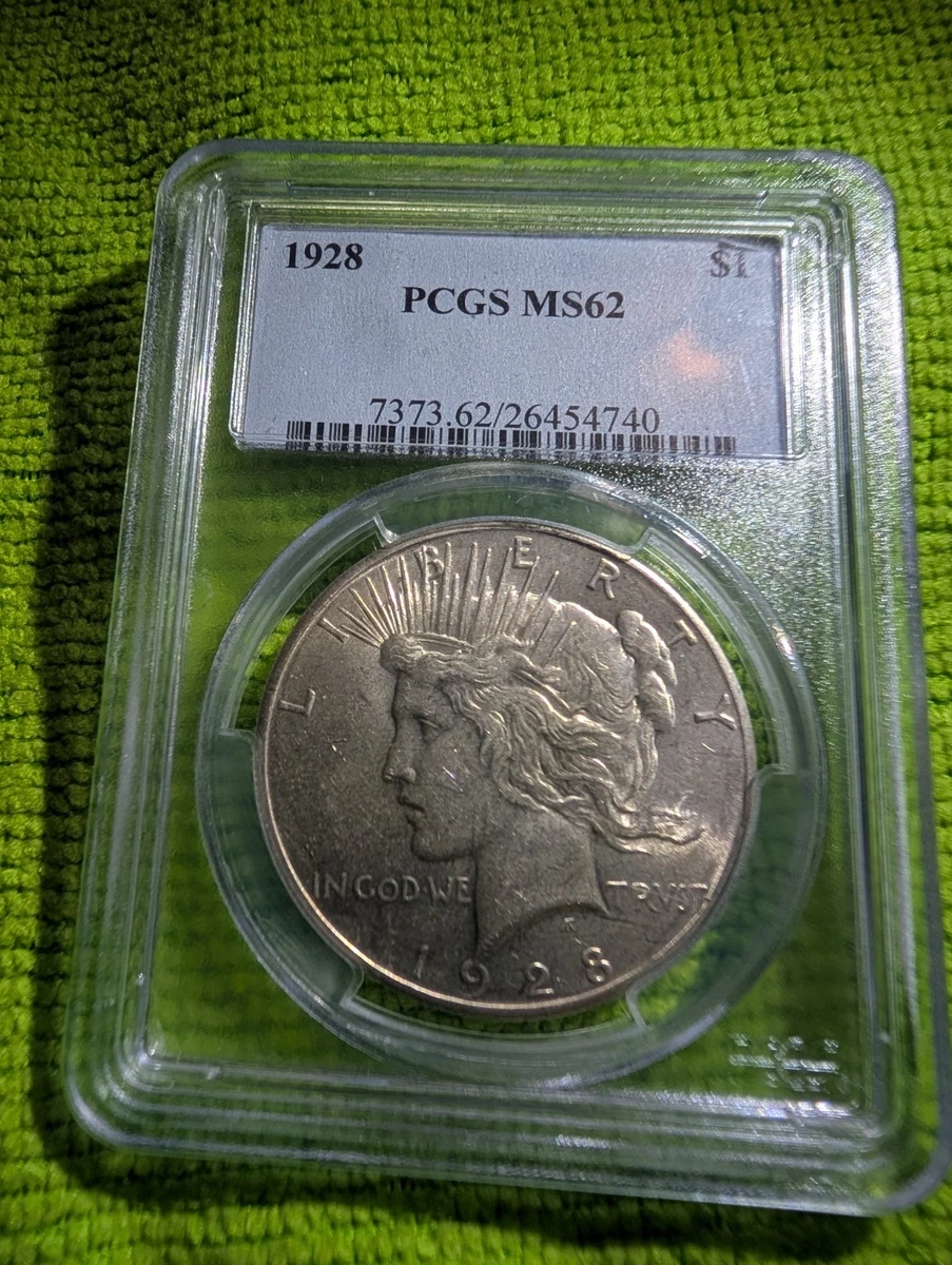 PCGS Certified MS 62 Graded 1928 Year Peace Dollars (1921-1935