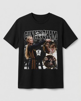 Sophie Cunningham Indiana Fever #8 Pointing Black & White T-Shirt Custom made