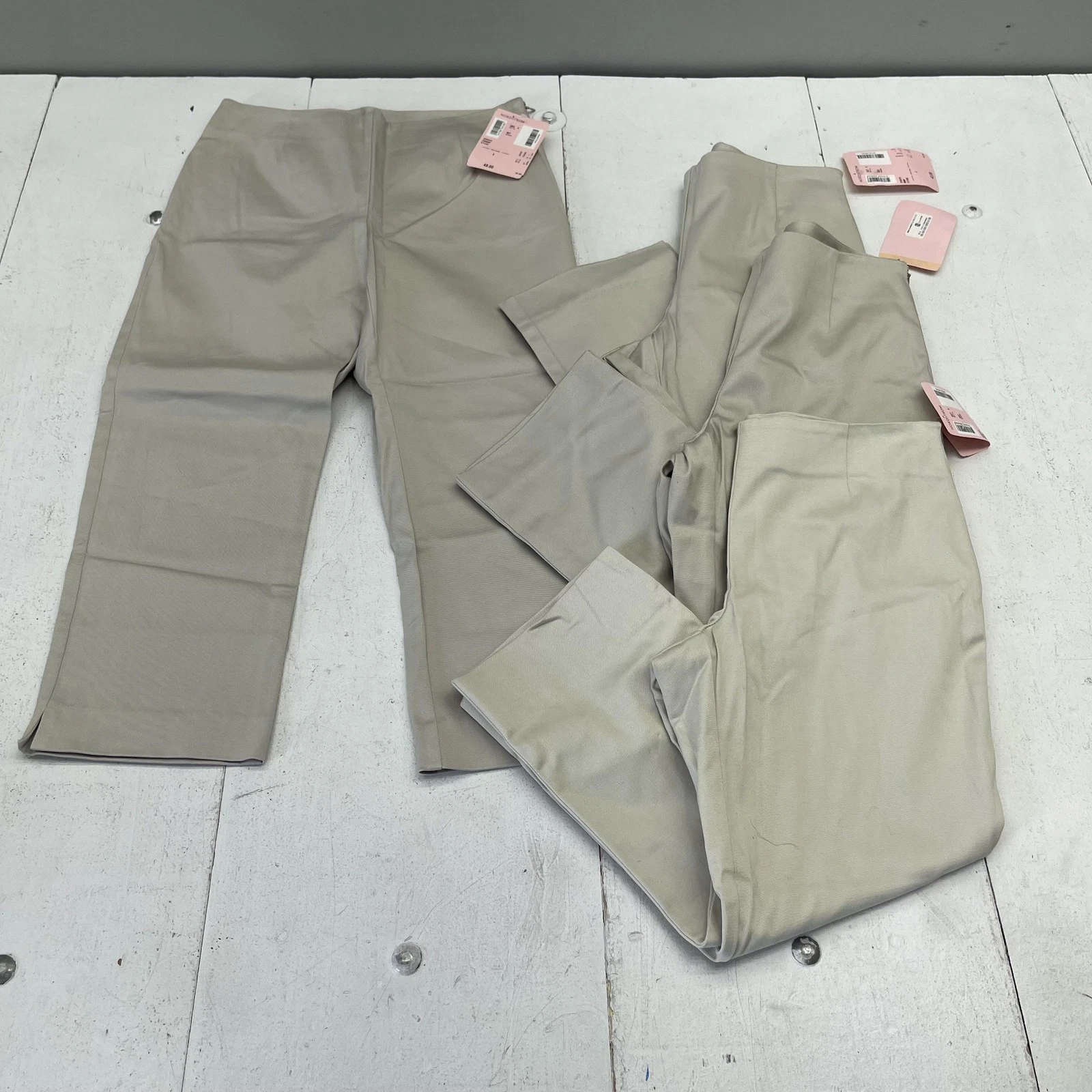 Vintage Erik Stewart Capri Pants Womens 4P Beige Twill Stretch Zip Lot Of 4
