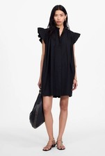 Madewell Flutter Sleeve Button-Front Mini Dress in Poplin Women's Size M NWT!