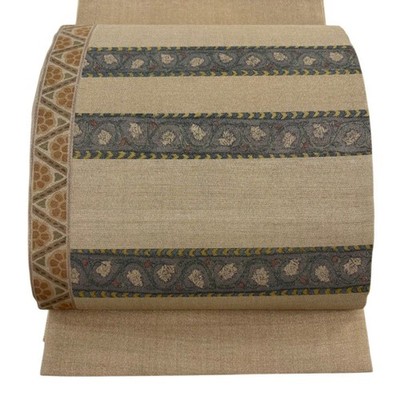 Japanese Kimono Fukuro Excellent bag obi flower arabesque stripes gold thread