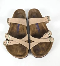 Birkenstock Womens FRANCA Sandcastle Nubuck Leather Strappy Sandals Sz 37 /US 6