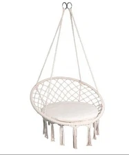 NEW in Box Belavi Boho Hanging Lounge Chair Hammock With Cushion Portable