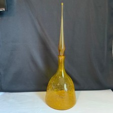 Blenko 6122-M Wayne Husted Jonquil Crackle Glass Decanter Flame Stopper
