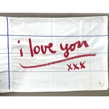 Vtg 1979 Doug Wilson Burlington Red White Blue I LOVE YOU Standard Pillowcase