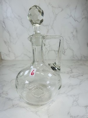 Vintage Clear Cut Crystal Footed Jug Decanter With Stopper READ