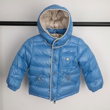 MONCLER Kids Hooded Full-Zip Blue Puffer Jacket Size 3 years / 98cm