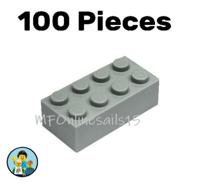#ad EB Genuine LEGO Light Bluish Gray 2x4 Bricks Part #3001 100 Pieces 220g $29.00