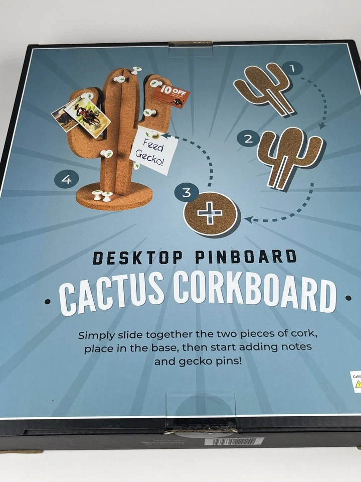 Desktop Pinboard Cactus Bulletin Cork Board Note Holder with 12 Push Gecko Pins - Image 4 of 4