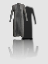 530 Neiman Marcus Womens Gray Cashmere Open-Front Ribbed Duster Sweater Size XS