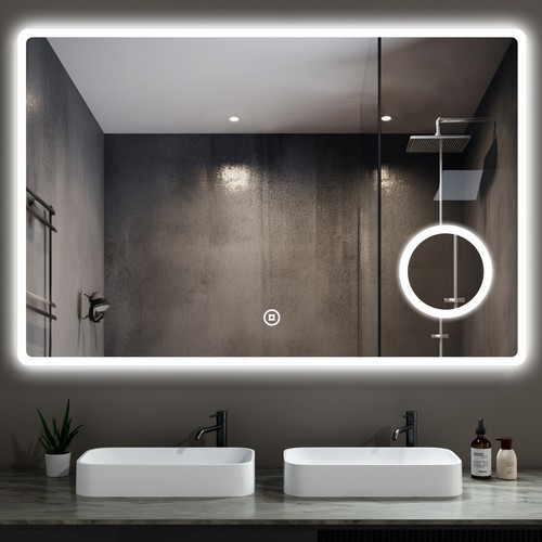 Bathroom Mirror With LED Lights Touch Shaver Socket Demister 3x Magnifying - Picture 17 of 18