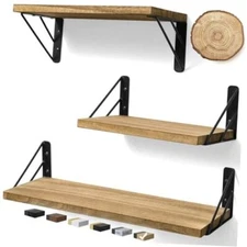  Wall Shelves for Bedroom Decor, 5.5"D x 16.5"W x 4"H E. Carbonized Brown