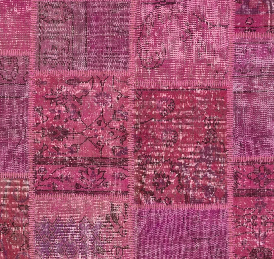 Handmade Patchwork Rug Made from Over-Dyed Vintage Carpets, CUSTOM OPTIONS Av. - Image 4 of 4