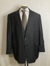 Jack Victor Mens 48R Blazer Gray Check Wool 2 Button 52" Sport Coat Suit Jacket